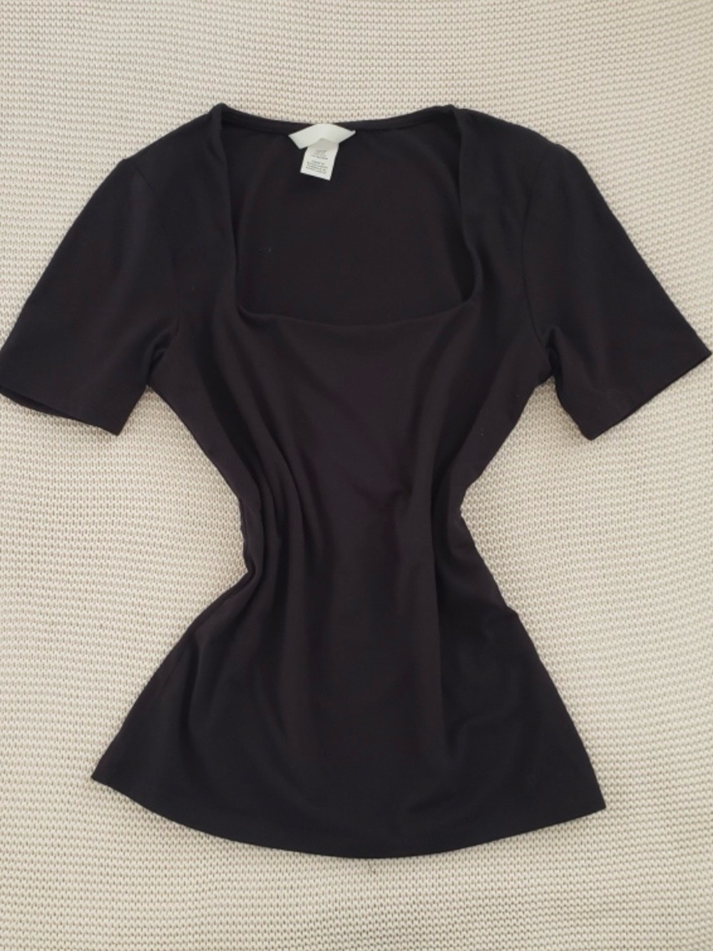 H&M Black Square Neck Short Sleeve Tee